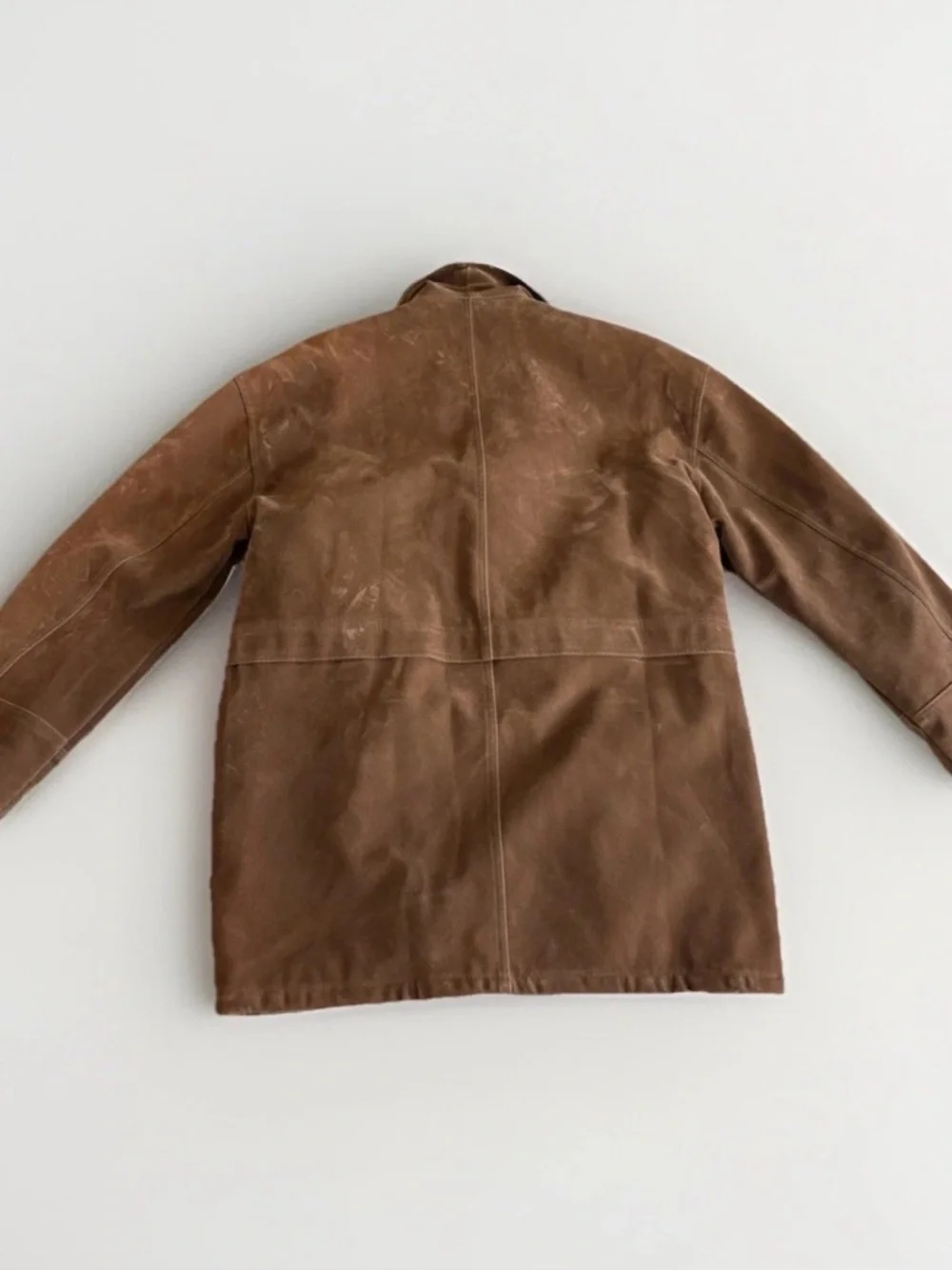 T. Shearling Men’s XL Brown Overcoat Button Shawl Collar Lined Pockets Mid - Picture 5 of 9